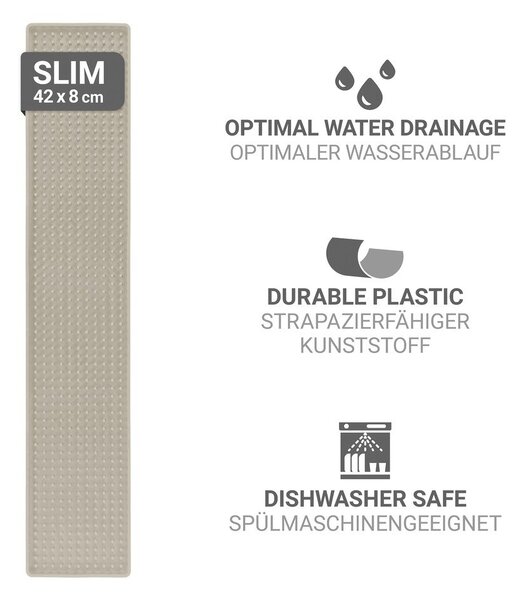 Scurgător de vase bej din plastic 42x8 cm Slim – Wenko