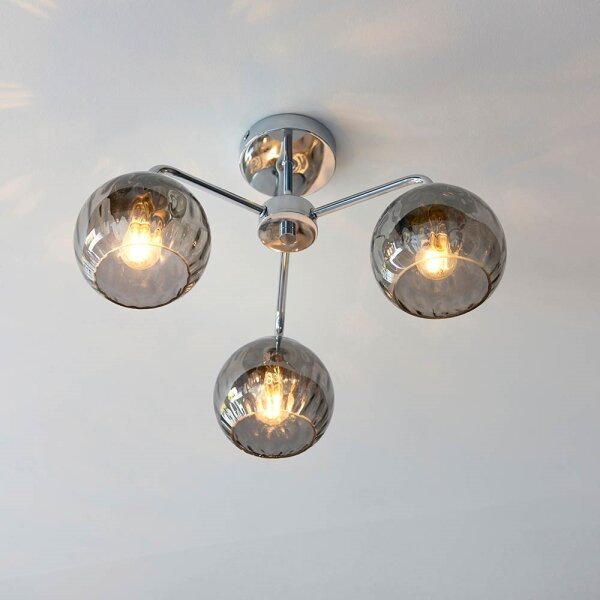 Endon 97971 - Lustră aplicată DIMPLE 3xE14/25W/230V crom lucios/gri fumuriu