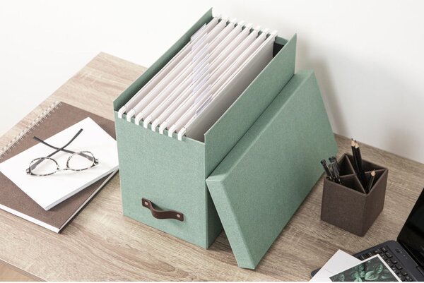 Organizator verde pentru documente din carton Johan Canvas Paper Laminate – Bigso