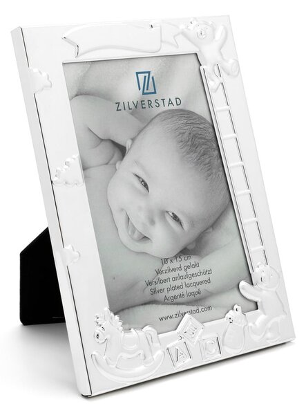 Ramă foto argintie de sine stătătoare din metal 27x11 cm Baby – Zilverstad