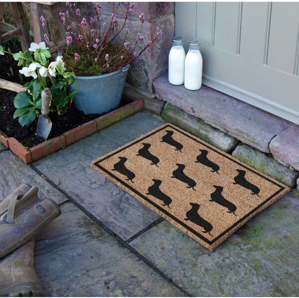 Covoraș de intrare din fibre de nucă de cocos 40x60 cm Dachshund – Artsy Doormats