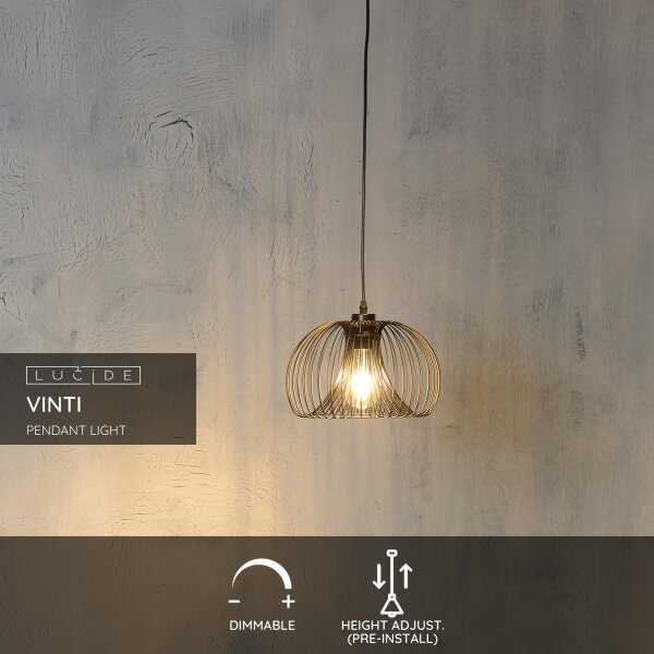 Lucide 02400/30/30 - Lampa suspendata VINTI 1xE27/60W/230V