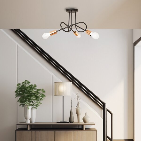 Lustră aplicată LED OXFORD 3x E27/15W/230V neagră