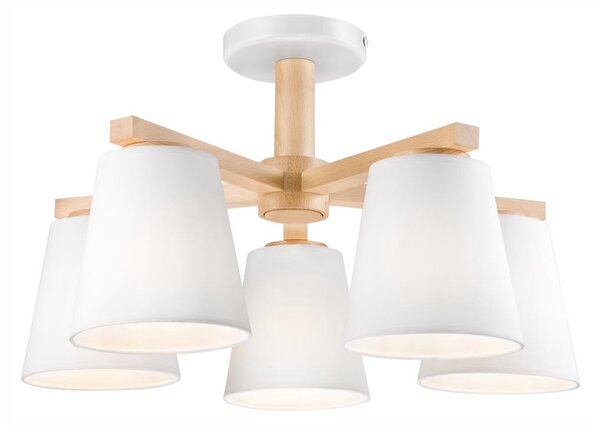 Lustr ELLIE 5xE27/60W/230V alb/buc montat pe tavan