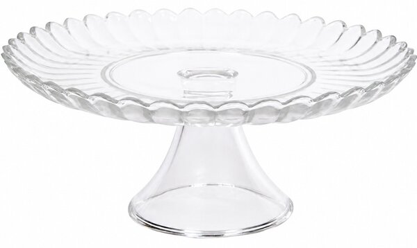 Platou elegant Pufo Cake din sticla cu picior pentru prajituri, mini torturi, fructe si aperitive