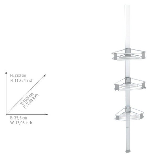 Raft pentru baie argintiu mat telescopic din aluminiu Purio – Wenko