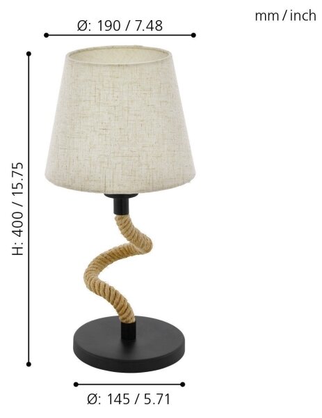 Eglo 43199 - Lampă de masă RAMPSIDE 1xE27/28W/230V