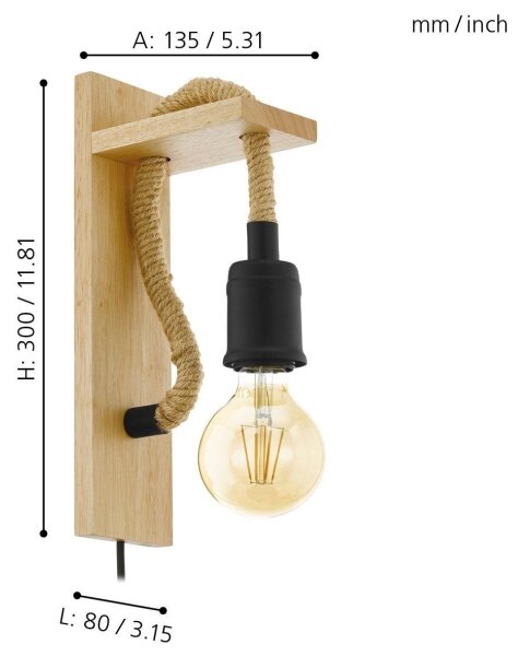 Eglo 43197 - Aplică perete RAMPSIDE 1xE27/28W/230V