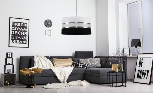 Lustră pe cablu CORAL 1xE27/60W/230V alb-negru