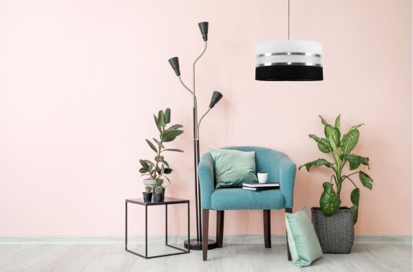 Lustră pe cablu CORAL 1xE27/60W/230V alb-negru