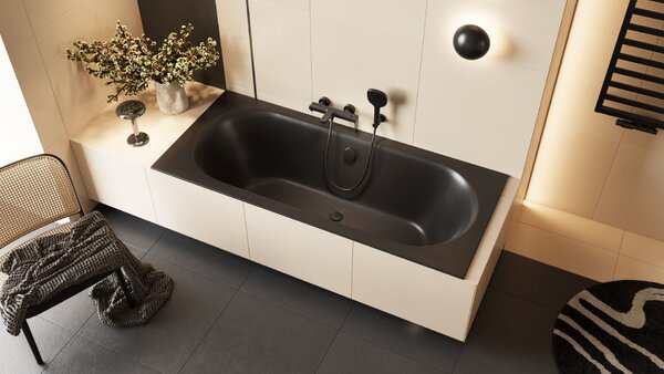 Excellent Oceana cadă dreptunghiulară slim 160x75 cm negru WAEX.OCE16BLMS\