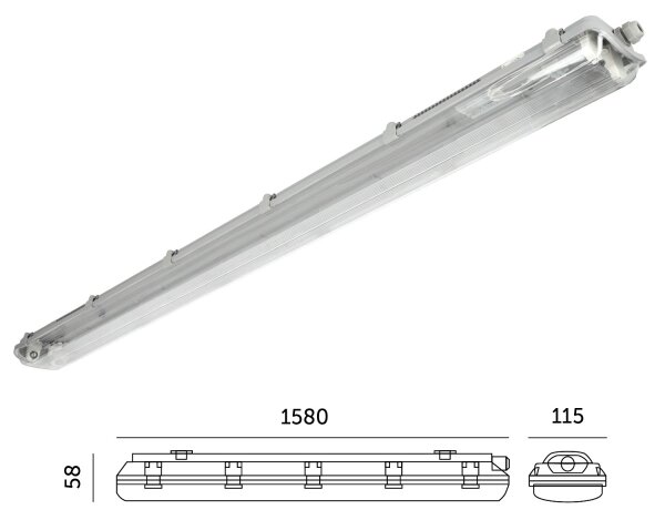 Corp de iluminat LED fluorescent tehnic 2xG13/22W/230V IP65