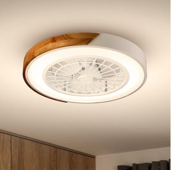 Brilagi-LED Lampă dimabilă cu ventilator, LED/30W/230V, 3000-6500K, alb/stejar + telecomandă