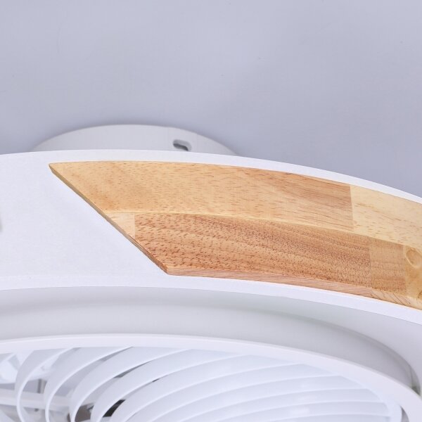 Brilagi-LED Lampă dimabilă cu ventilator, LED/30W/230V, 3000-6500K, alb/stejar + telecomandă