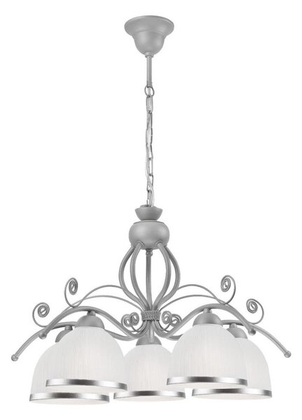 Candelabru cu lanț RETRO II, 5xE27/60W/230V, argintiu