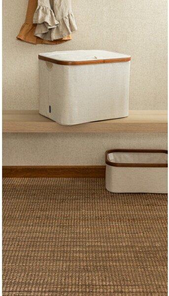 Cutie de depozitare crem din material textil cu capac 40,5x33x30 cm Bamboo/Linen – Bigso