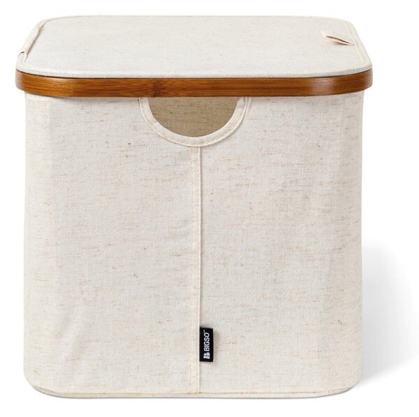 Cutie de depozitare crem din material textil cu capac 40,5x33x30 cm Bamboo/Linen – Bigso