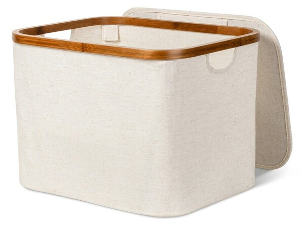 Cutie de depozitare crem din material textil cu capac 40,5x33x30 cm Bamboo/Linen – Bigso