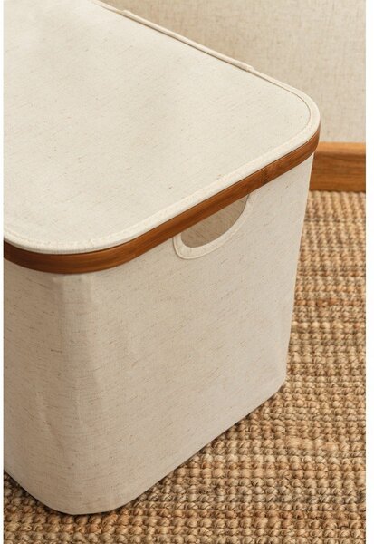 Cutie de depozitare crem din material textil cu capac 40,5x33x30 cm Bamboo/Linen – Bigso