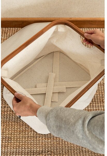 Cutie de depozitare crem din material textil cu capac 40,5x33x30 cm Bamboo/Linen – Bigso