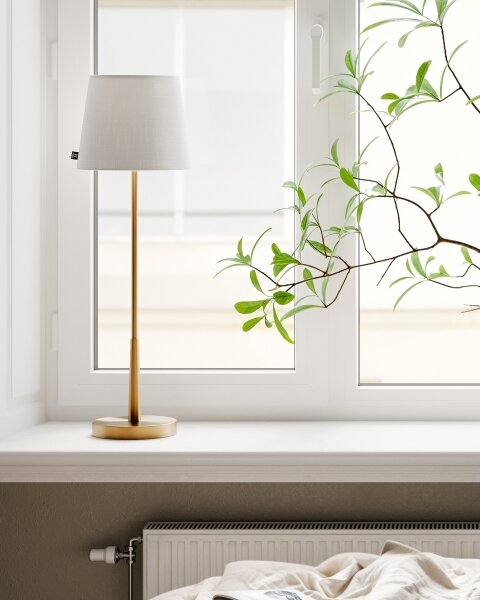 ByRydens 4002740-6501 - Lampă de masă LUMI 1xE27/8W/230V alb/auriu 68,5 cm