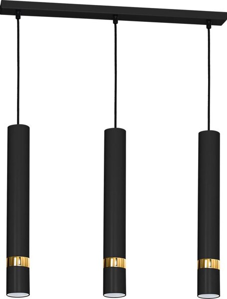 Lustră suspendată pe cablu JOKER, 3x GU10, 25 W, 230 V, negru/auriu