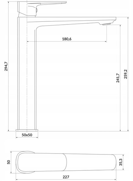 Cersanit Larga, baterie chiuveta inalta h-295, auriu mat, S951-393