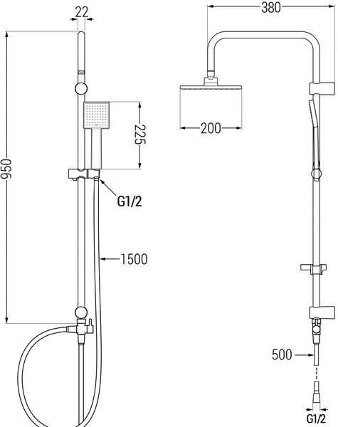 Set cadă-duș Mexen Tord cu duș cu efect de ploaie și robinet termostatic pentru cada Nox, crom, 77350200-00