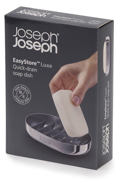 Săpunieră argintiu-lucios din oțel inoxidabil EasyStore Luxe – Joseph Joseph