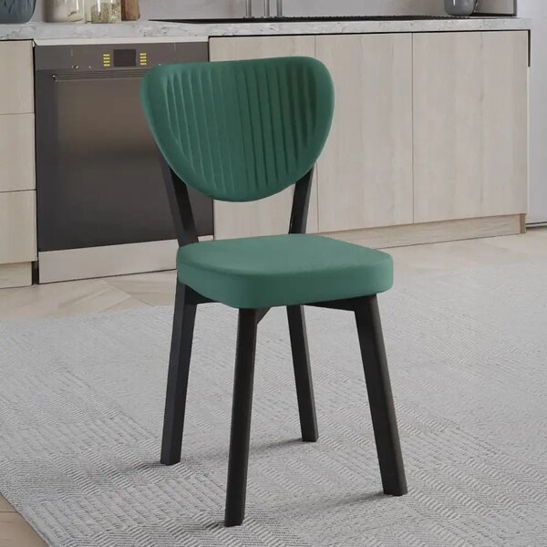 Set Masa Barton din MDF cu 4 Scaune din metal, culoare negru si verde, 140 cm