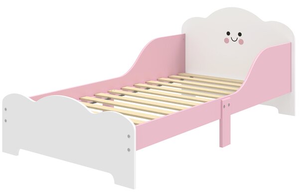 AIYAPLAY Pat pentru copii, cadru 140 x 70 cm cu laterale înalte pentru copii de 3-6 ani, fără saltea, roz | Aosom Romania