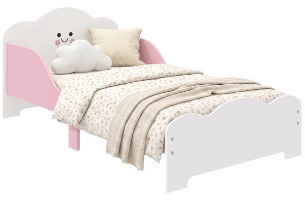 AIYAPLAY Pat pentru copii, cadru 140 x 70 cm cu laterale înalte pentru copii de 3-6 ani, fără saltea, roz | Aosom Romania