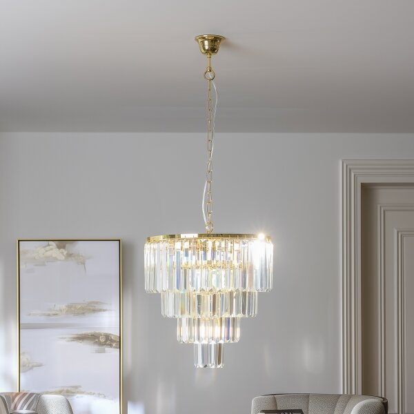 Lustră de cristal pe lanț Brilagi MOZART 5xE14/40W/230V auriu