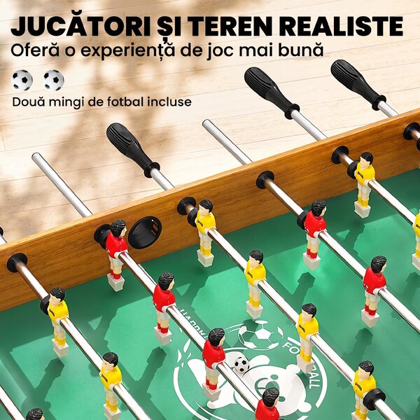 Masa de fotbal pentru adolescenti si copii, mini joc de fotbal de masa compact cu 2 mingi pentru casa, sala de jocuri HOMCOM | Aosom Romania
