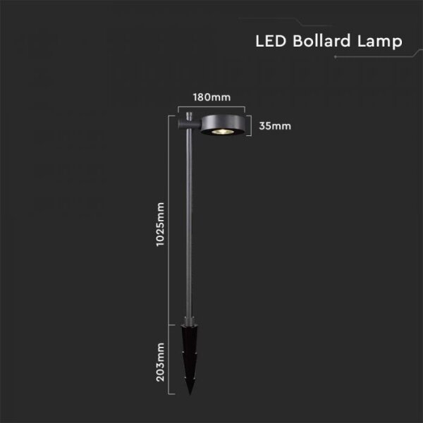 Lampă LED de exterior, 7 W, 230 V, 3000 K, IP65, neagră, 102 cm
