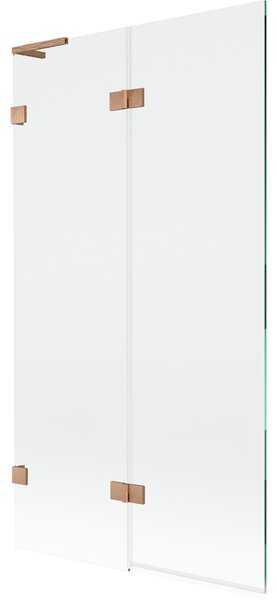 Mexen Lunar L, paravan de cadă cu 2 aripi, stânga, 100 x 150 cm, sticlă transparentă, cupru mat, 897L-100-100-65-00-L