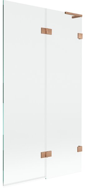 Mexen Lunar L, paravan de baie cu 2 aripi dreapta 100 x 150 cm, sticlă transparentă, cupru mat, 897L-100-100-65-00-P