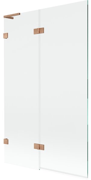 Mexen Lunar L, paravan de cadă cu 2 aripi, stânga, 110 x 150 cm, sticlă transparentă, cupru mat, 897L-110-100-65-00-L