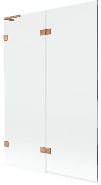 Mexen Lunar L, paravan de cadă cu 2 aripi, stânga, 120 x 150 cm, sticlă transparentă, cupru mat, 897L-120-100-65-00-L