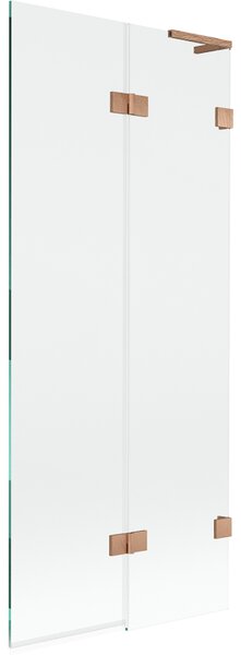 Mexen Lunar L, paravan de cadă cu 2 aripi, dreapta, 80 x 150 cm, sticlă transparentă, cupru mat, 897L-080-100-65-00-P