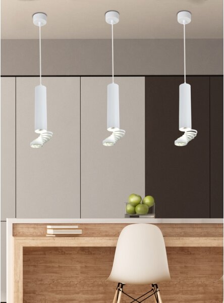 Lustră pe cablu TUBA 1xGU10/50W/230V alb
