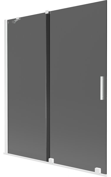 Mexen Velar, paravan de baie glisant cu 2 aripi 140 x 150 cm, sticlă gri 8 mm, alb mat, 896-140-000-41-20