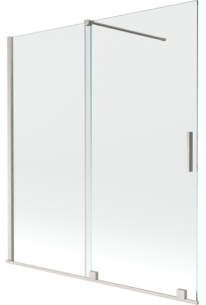 Mexen Velar, paravan de baie glisant cu 2 aripi 150 x 150 cm, sticlă transparentă de 8 mm, oțel periat, 896-150-000-01-97