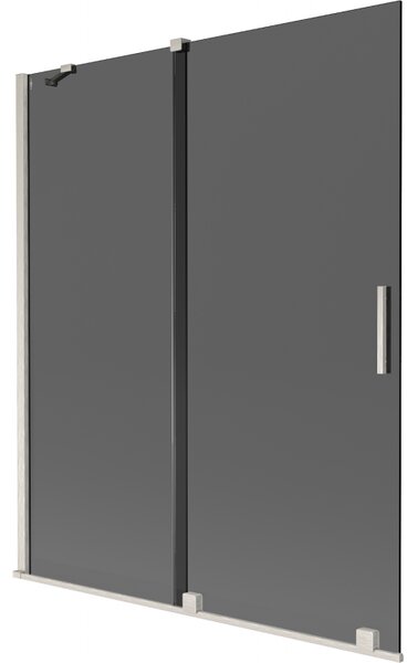 Mexen Velar, paravan de baie glisant cu 2 aripi 140 x 150 cm, sticlă gri 8 mm, oțel periat, 896-140-000-41-97