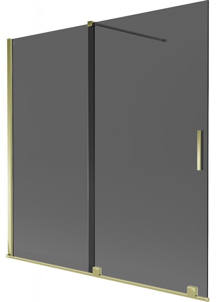 Mexen Velar, paravan de baie glisant cu 2 aripi 160 x 150 cm, sticla gri 8 mm, auriu lucios, 896-160-000-41-50