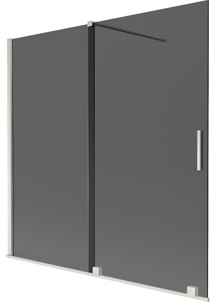 Mexen Velar, paravan de baie glisant cu 2 aripi 160 x 150 cm, sticlă gri 8 mm, oțel periat, 896-160-000-41-97