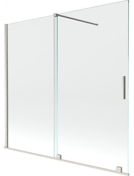 Mexen Velar, paravan de baie glisant cu 2 aripi 170 x 150 cm, sticlă transparentă de 8 mm, oțel periat, 896-170-000-01-97