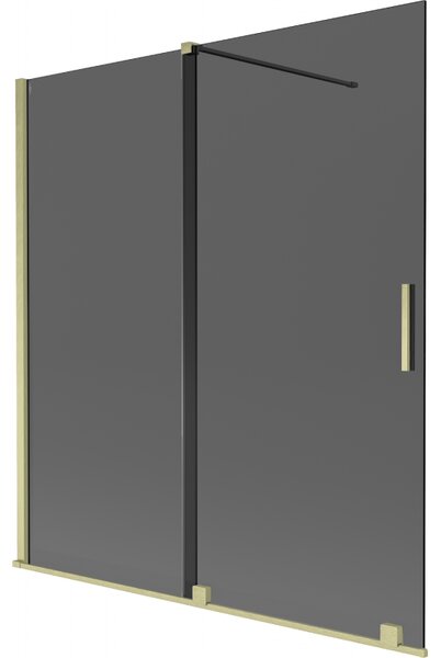 Mexen Velar, paravan de baie glisant cu 2 aripi 150 x 150 cm, sticlă gri 8 mm, auriu mat, 896-150-000-41-55