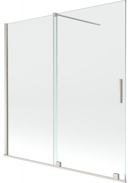 Mexen Velar, paravan de baie glisant cu 2 aripi 160 x 150 cm, sticlă transparentă de 8 mm, oțel periat, 896-160-000-01-97