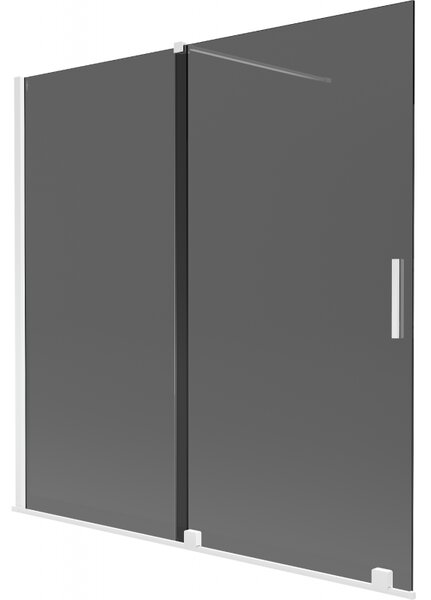 Mexen Velar, paravan de baie glisant cu 2 aripi 160 x 150 cm, sticlă gri 8 mm, alb mat, 896-160-000-41-20